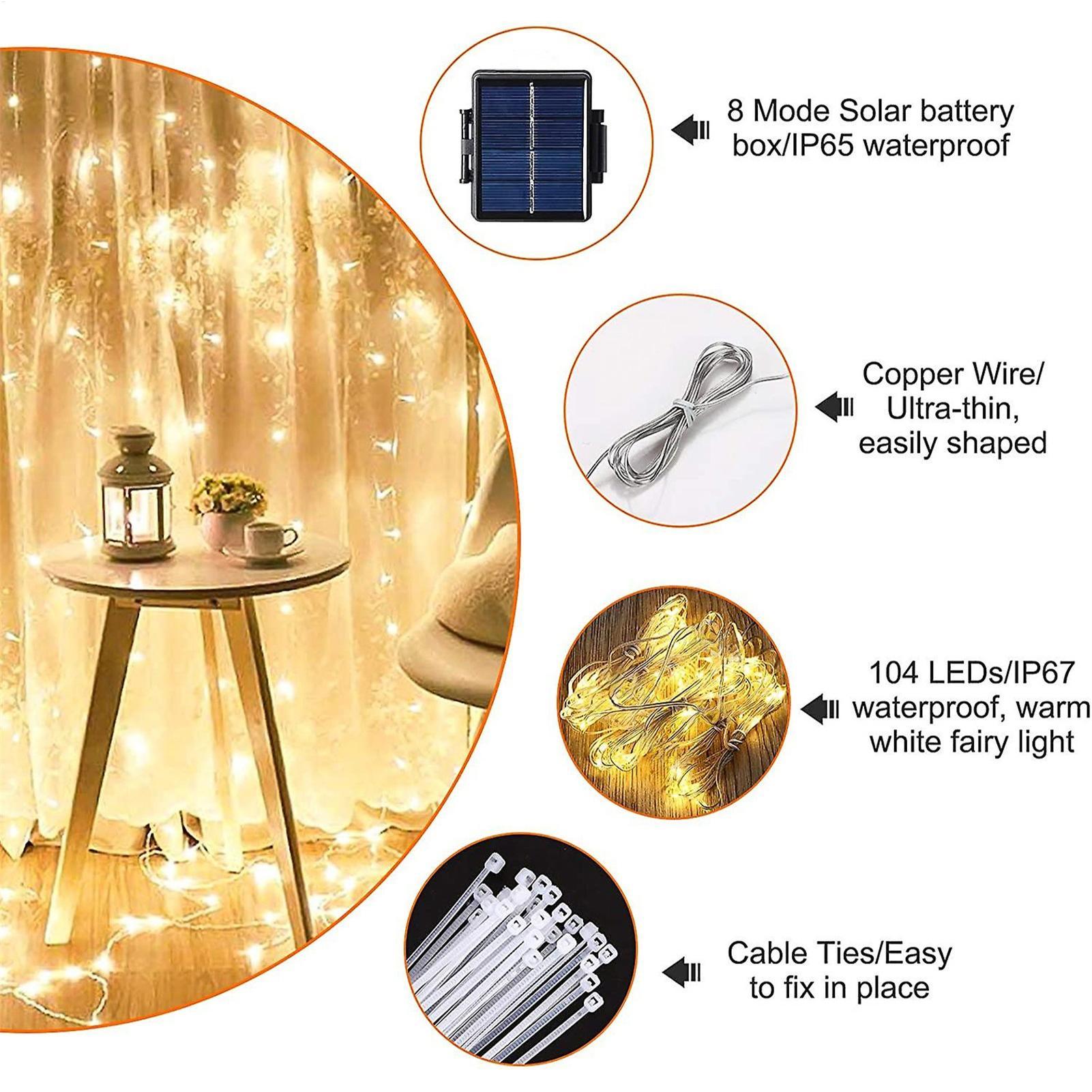 Smart Garden Light Camera - Guirnalda de luces solares para sombrilla,