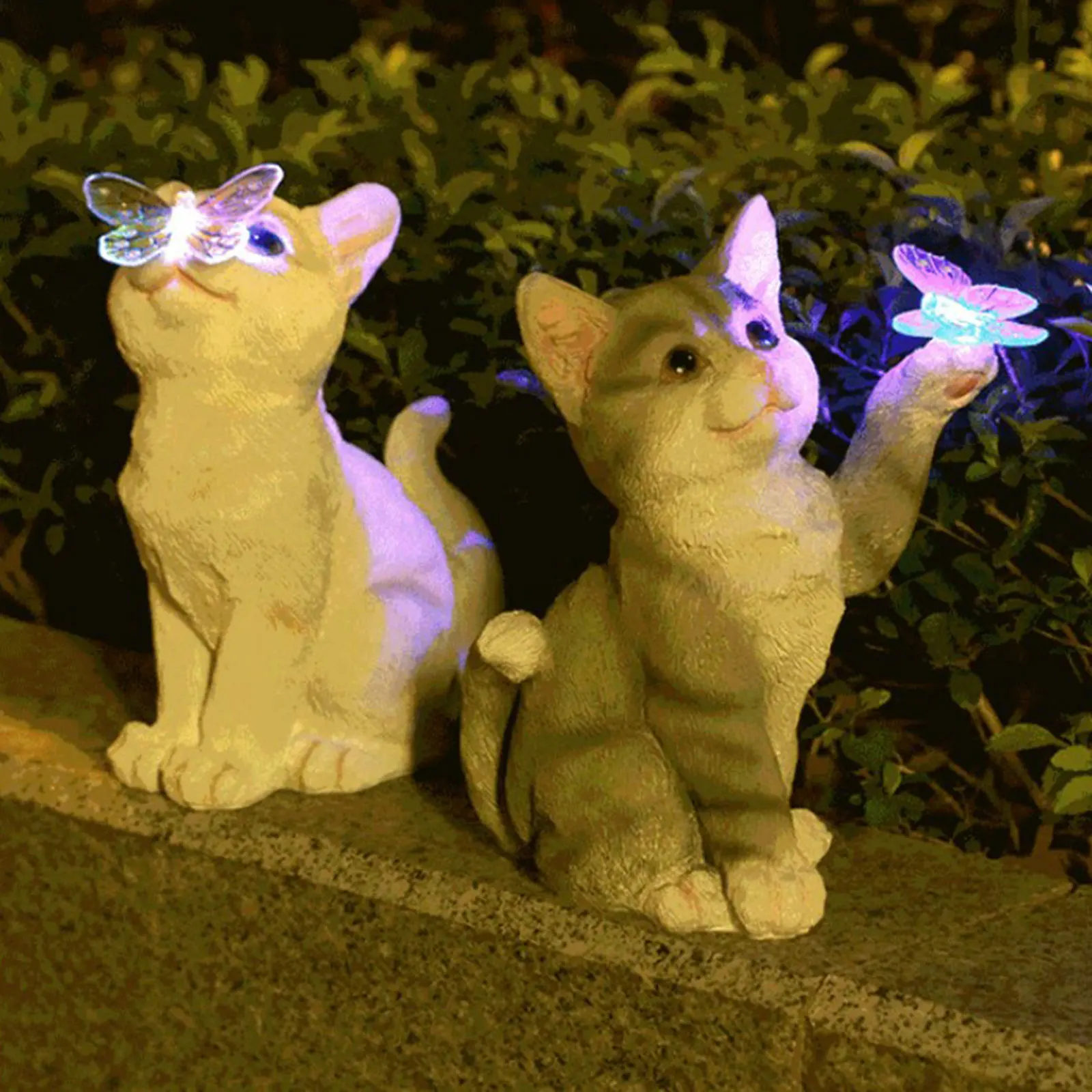 Smart Garden Light Camera - Escultura de gato al aire libre,